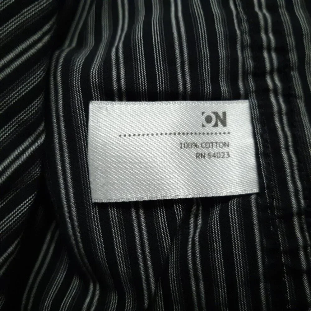 Old Navy Shirt Mens Large Black Striped Button Down Y2K Minimalist Short‎ Sleeve